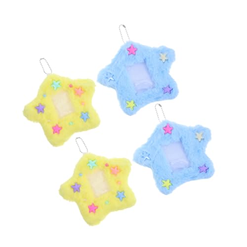Llavero de estrella de felpa tierno para fotos y tarjetas escolares en amarillo y azul
