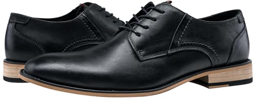 Image of Jousen Men's Dress Shoes Leather Oxford Formal Derby Shoes | Smooth Leather,Retro Plain Toe,All-Day Comfort,Office Work,Wedding Party,Business Meeting,Date Night