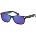 Gamma Ray Polarized UV400 Classic Style Sunglasses with Mirror Lens, Matte Black Frame Blue Mirror Lens
