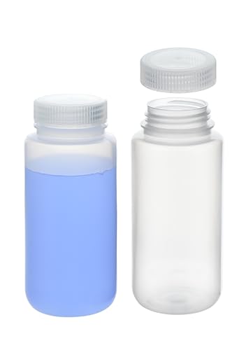 ZLLOO 16.9oz/500ml Plastic Bottles with Caps - Wide Mouth Leak-proof Storage Bottles, Containers for Liquid Storage, Water Sample Bottles, Reagent Bottle (2Pcs, White)
