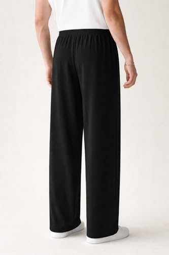 Image of Black Sweatpant with White Tribal Graphic Print, Wide Leg, Drawstring Waist