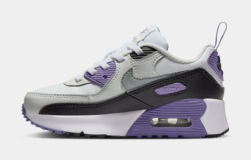 Nike Air Max 90 EasyOn Preschool Running Shoes (White/Light Grey/Dusty Amethyst) (IH1417-129, Grey/Purple/White)3