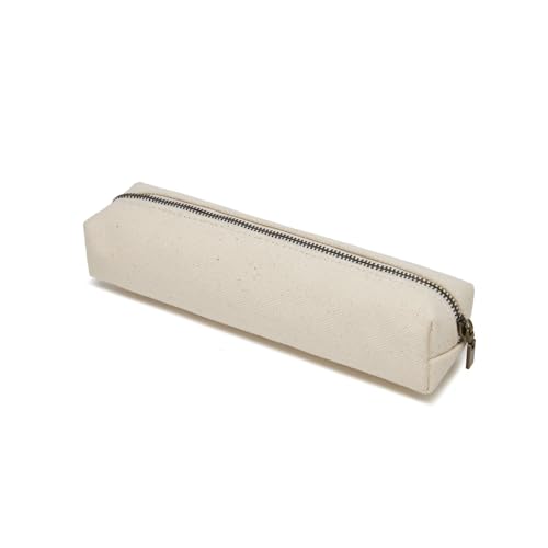 Image of Canvas Pencil Case Cartuchera Multifuncional Kawaii Multifunctional Zippered Canvas Pencil Case (Beige, S)