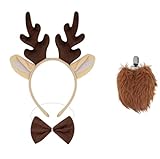 Kirei Sui Brown Deer Headband Bowtie Tail 3-piece Costume for Kids and Adult