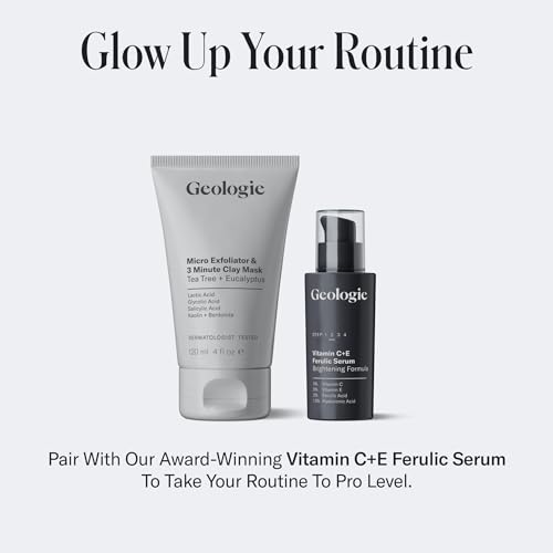 Geologie Micro Exfoliator & Clay Mask | 3-in-1 Deep Cleansing Face Wash, Pore Refining Mask & Skin Exfoliant | Tea Tree & Eucalyptus Scent For Men & Women | 4 fl oz - Image 7