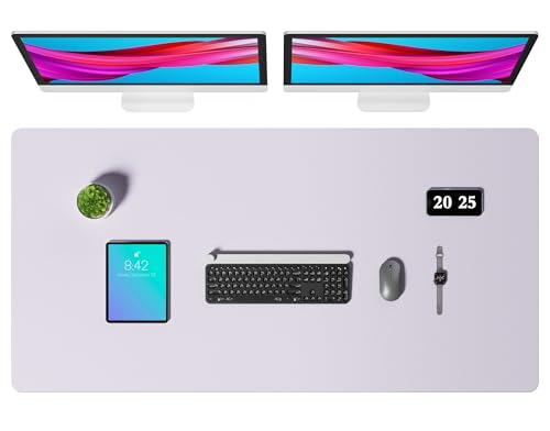 Image of Aothia Faux Leather Desk Mat - Large Mouse Pad, Non-Slip PU Leather Blotter, Waterproof Writing Surface for Office and Home (Soft Lavender, 47.2 inch x 23.6 inch)