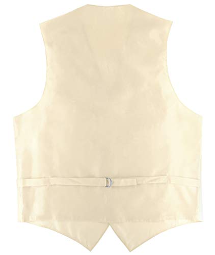 Men's Dress Vest & Skinny NeckTie Solid Cream Color 2.5" Neck Tie Set2