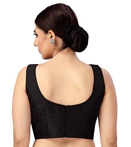 Studio Shringaar Women's Readymade Art Silk Sleeveless Saree Blouse