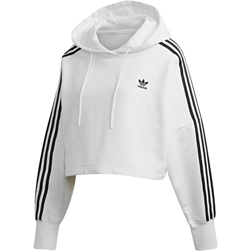 adidas Originals Women's Cropped Hooded Sweatshirt, White, X-Large