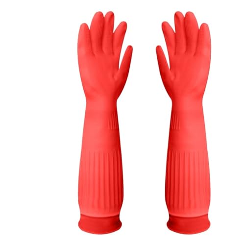 Genérico Guantes Limpieza 1 par de guantes silicona alargados for lavar platos, goma for fregar, herramienta limpieza for el hogar y la cocina Para Hogar(45CM Red,S)