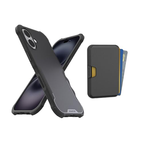 Image of Smartish iPhone 17 MagSafe Case + MagSafe Wallet - Magnetic Protective Case - Heavy Duty Armor Cover for Men + Detachable Extra Strength Magnetic Wallet for Apple iPhone 17 - Black Tie Affair