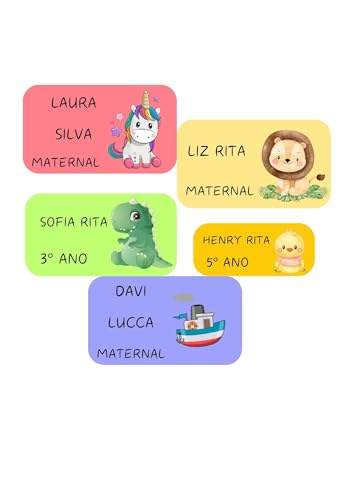 Kit De Etiquetas Personalizadas para Material Escolar - Vinil À Prova D'água Tamanhos Variados Para Canetas, Lápis, Cadernos, Livros, Garrafas, etc.