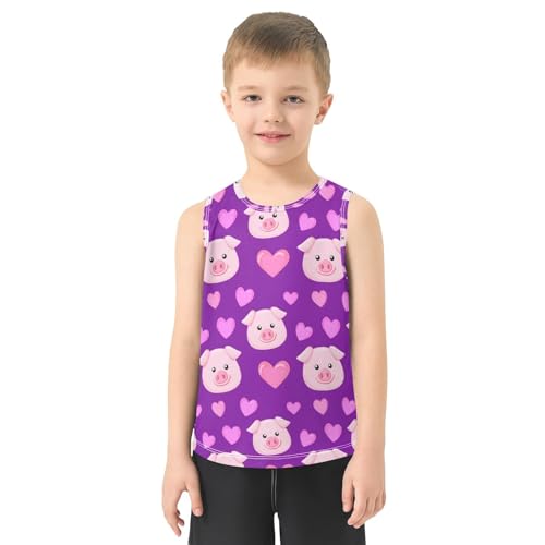 J JOYSAY Cartoon Heart Violet Boys Tank Top Sleeveless Muscle Shirts Quick Dry Kids T-Shirts 3-15T2