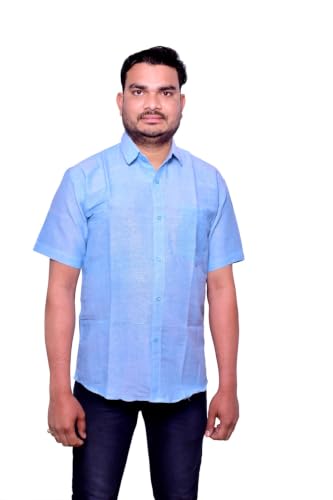 Image of Men's Casual Shirt | Half Sleeve Khadi Cotton Shirt | Regular Fit Stylish Summer Wear | Comfortable Daily & Office Casual Shirt for Men
