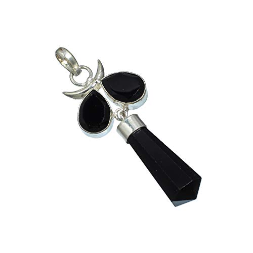 Pendentif onyx noir argent 925 cabochon fait main SF-2251