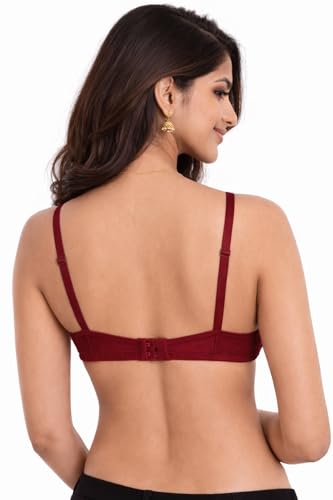 Image of Women's Cotton Medium Padded Bra | Soft & Breathable Fabric | Full Coverage Everyday Comfort Bra | Adjustable Straps & Back Hook Closure