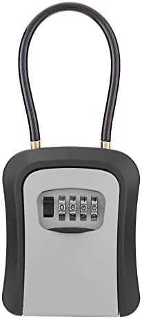 Key Lock Box, Large Capacity Key Storage Box with Resettable Code, 4 Digit Combination Lock Box for Spare Keys, Waterproof Wall Mount Key Box for Home, Hotels, Airbnb and Schools 1 Pack (Grey)