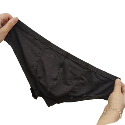 Ropa interior de seda de hielo para hombre de cintura baja con bolsa para comodidad durante todo el día (M negro)
