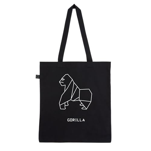 PRO' line Dshirt14 - Bolsa de la compra con silueta clásica de origami Gorilla, personalizable con nombre, accesorio ecológico para amantes de los gorilas, Negro , Talla única