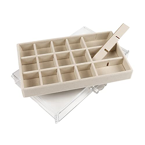 Nwvuop Schmuckschatulle Acryl Schmuckkästchen Ring aufbewahrung Schmuckaufbewahrung Organizer für ohrringe Ring Jewellery Organizer Beige