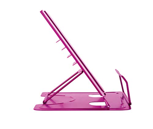HERMA Metal Book Stand (19.8 x 22.2 x 3.3 cm Folded) Adjustable Anti-Slip Cookbook Holder for Kitchen, School and Office, Reading Rest for Kids, Pink - Image 2