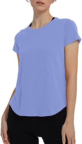 Lulucheri Women's Workout T-Shirt Short Sleeve Lightweight Crew Neck Shirts Yoga Running Exercise Athletic Tee Top (Small, Pale Iris)