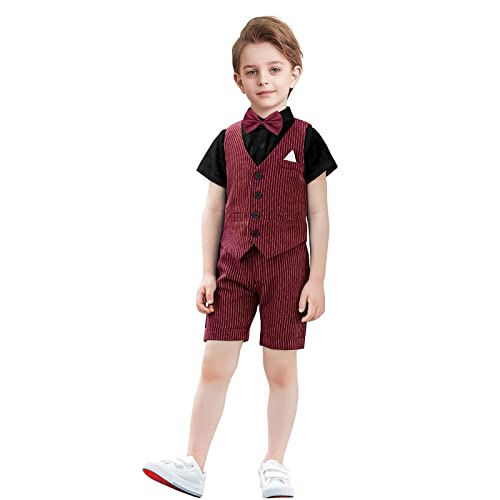 Image of Nwada Boys Suit Toddler Dress Clothes Shirt with Bow Tie, Dress Pants Sets Kids Gentleman Outfit suits