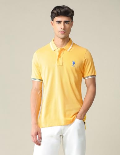 Image of U.S. POLO ASSN. Solid Slim Fit Polo T Shirts for Men - 100% Cotton, Half Sleeves Mens Tshirt