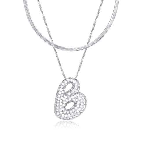 HBFashion Bubble Letter Necklace Balloon Initial Necklaces for Women Dainty Alphabet Pendant 18K Gold Plated Puffy Name Personalized Jewelry