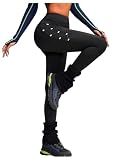 OYOANGLE Women's Back Zip Pocket Workout Legging Compression High Waist Tummy Control Lace-Up Side Cross Band Yoga Pants Black Large