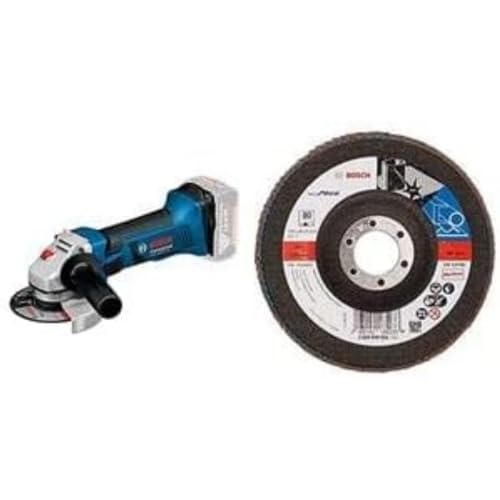 Bosch Professional GWS 18-125 V - LI Cordless Angle Grinder (Without Battery and Charger, in Carton) + Flap Sanding Disc (for Metal, Ø 125mm, 80 Grit)