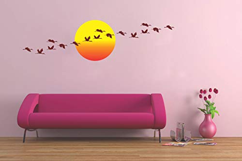 Merical PVC Vinyl Flying Birds with Sunrise Wall Sticker | DIY Wall Art for Living Room, Bedroom, Home & Office-image-29