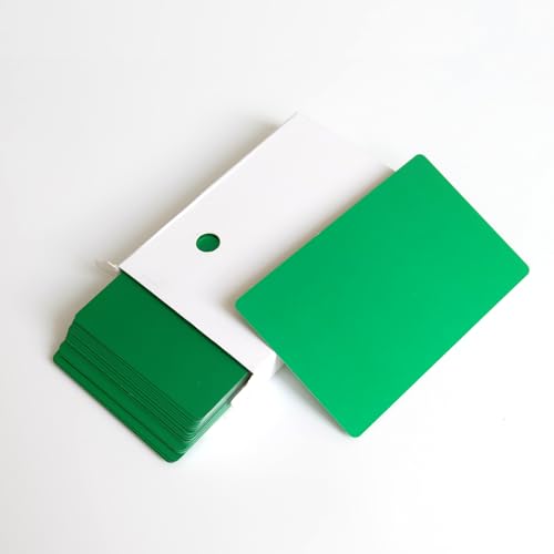 Bustlwor 50 Stück Blank Aluminium Namenskarte, Gravierte Metall Visitenkarten, Metall Visitenkarten Rohlinge 0.21 mm Dick, Geeignet für Büro- und DIY-Geschenkkarten(Grün)…