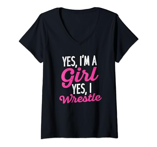 Mujer Funny Wrestling Girls Wrestler Woman Yes I'm A Girl Wrestle Camiseta Cuello V