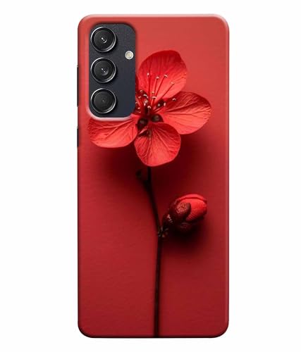 Image of Printed Hard Back Case Cover & Compatible for Samsung Galaxy M55 5G / M55S / F55 5G | Red Flower Painting (Multicolor) - D1195