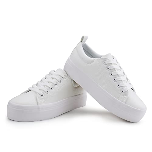 Image of JABASIC Women Lace Up Platform Sneakers Comfortable Casual Fashion Sneaker Walking Shoes