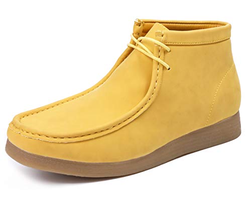 Amali Jason2 Chukka Boots for Men - Men's High-Top Casual Boots Manmade Suede Desert Chukka Boots - Casual Boots Lace Up Crepe Rubber Sole - Mens Desert Chukka Boots Mustard Size 12