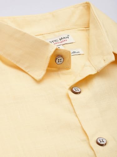 Image of Majestic Man Men Slim Fit Pure Cotton Solid Half Sleeve Casual Shirt