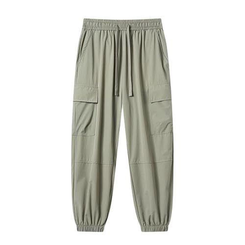 Men's Pants Summer Thin Ice Silk Workwear Sport Casual Cuffed Trouser for Men2