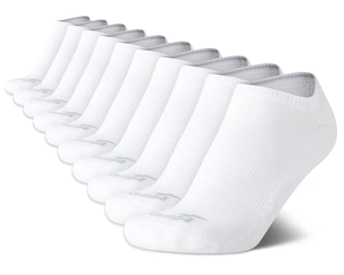 Avia Women's Athletic No Show Socks - 10 Pack Performance Stretch Cushioned Low Cut Socks for Running and Workout (4-12), Size 9-12, Pure White