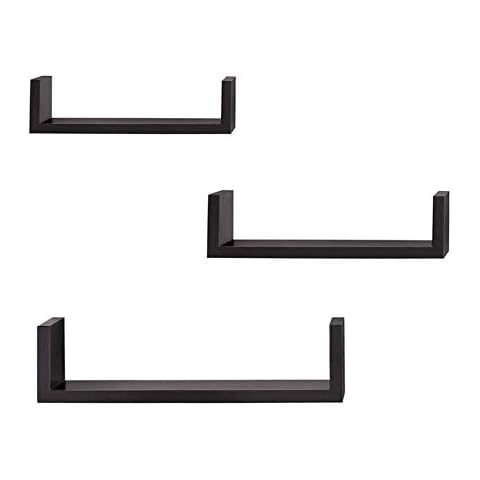 Wall Shelf U-Shaped Floating Shelf Black Wall-Mounted Set of 3 Cover