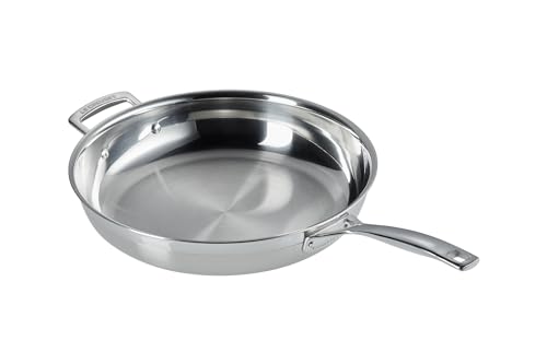 Le Creuset 3 Ply Stainless Steel Uncoated Frying Pan with Helper Handle, 32 cm