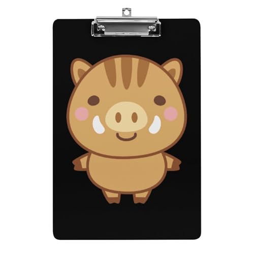 かわいい イノシシ柄 A4 クリップボード バインダークリップ クリップファイル ファイルボード スケッチボード カルテ記入用 下敷き 書類整理 メモ帳 保管 オフィス用品 用箋ばさみ 用箋挟み 多機能 シンプル 便利