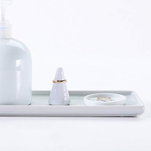 TOPBATHY 2Pcs Bathroom Storage Trays Porcelain Mini Vanity Tray Jewelry Dish Ring Dish for Tissues Candles Soap Towel Plant Size Small (White)