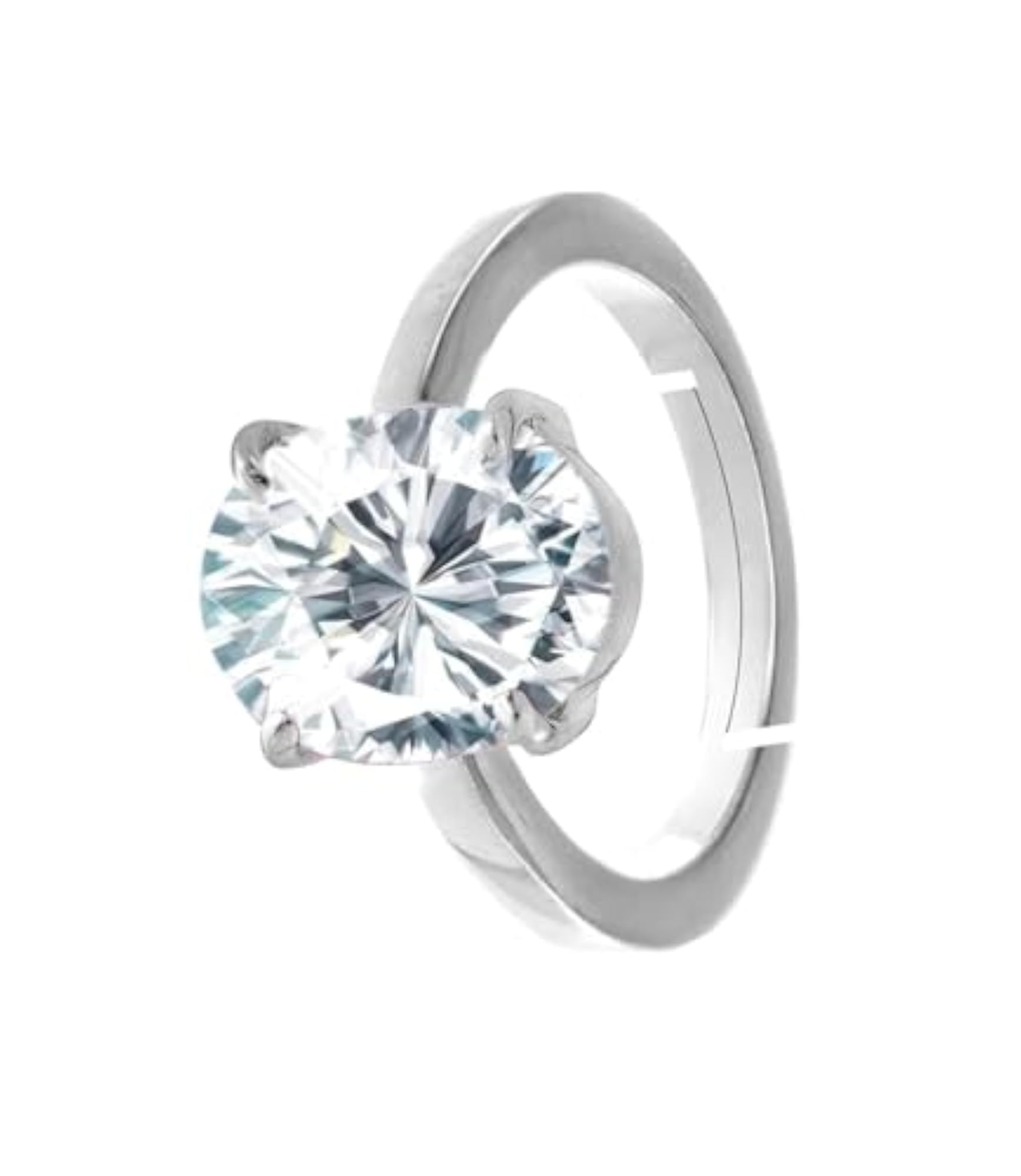Certified 10.50 Ratti White Zircon Crystal Ring, Adjustable