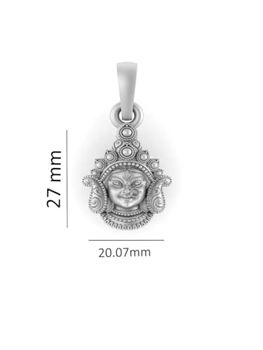 Akshat Sapphire 925 Sterling Silver Goddess Durga Maa Locket for Men & Women 925 Pure Silver Face Pendant - AAS-Durgamaa-Pendant-P