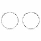 ENTREPLATA Aros de Plata 925 Mujer Hombre – Criollas Hipoalergénicas Unisex Fabricadas en España – Pendientes de Aro Plata Lisa 18 mm