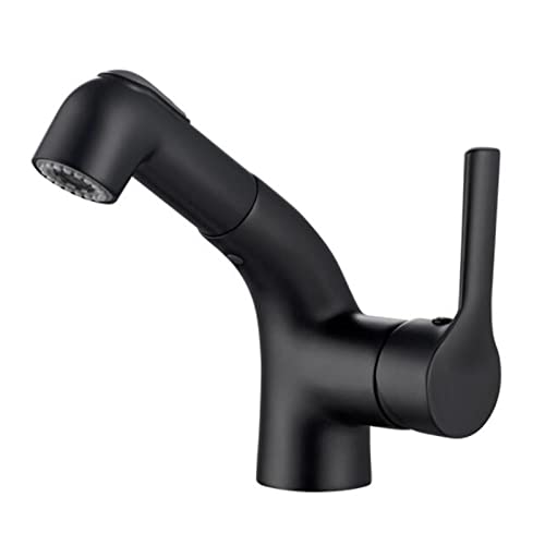 Grifo de lavabo negro agua fría y caliente monomando spray retráctil