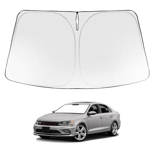 Image of Proadsy 2026 Upgrade Windshield Sun Shade Custom Fit 2011-2018 VW Jetta Foldable Front Sunshade Protector Sun Visor Blocks UV Rays Keep Car Cooler