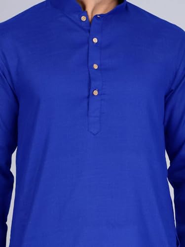 Image of Pinkmint Kurta for Men Cotton Mandarin Collar Long Sleeve Soild Traditional Kurta Festival Kurta